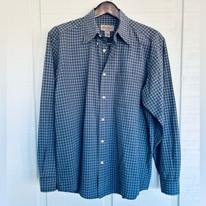 Eddie Bauer 90s Vintage Navy Plaid Men's Shirt